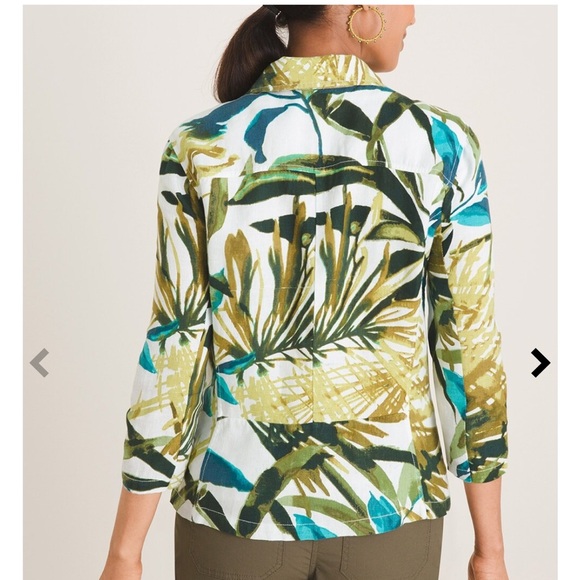 Chico’s Zip-Front Tropical-Print Linen Jacket - Medium (Chico’s 1) - NWT - Picture 7 of 9